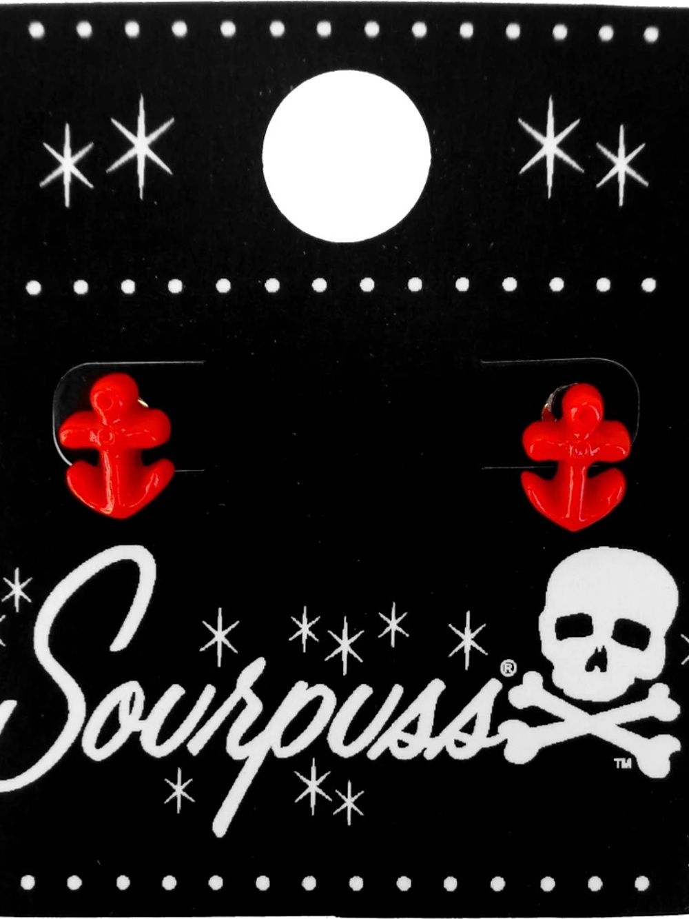 Sourpuss Red Anchor Enamel Stud Earrings